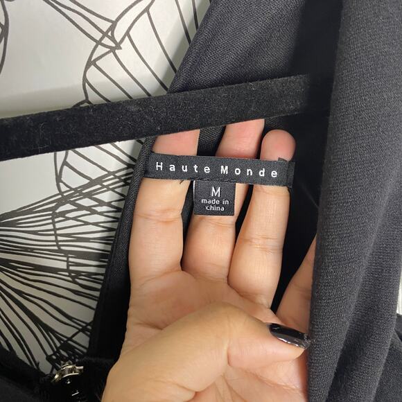 Haute Monde Black & White Sleeveless V-Neck Mini Dress Women's Size Medium - Picture 7 of 8